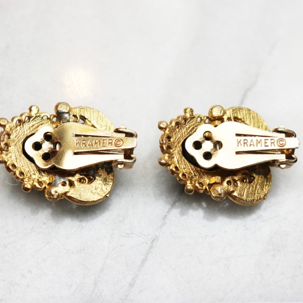 Vintage 1950s KRAMER Black Onyx Earrings - Picture 8 of 12